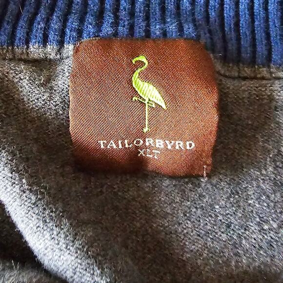 Tailorbyrd Quarter Zip Fine Knit 100% Cotton Pullover Sweater, Gray, Sz XLT - Picture 3 of 7